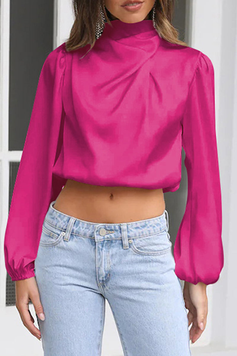 Aina - Elegante Bluse mit langen Ärmeln und Halterneck