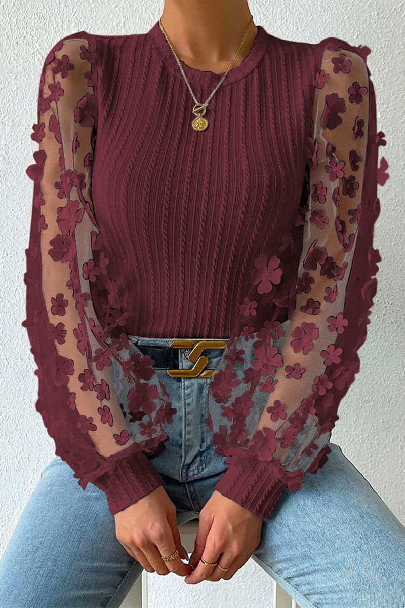 Joanna - Schicke Langarmbluse aus floraler Spitze