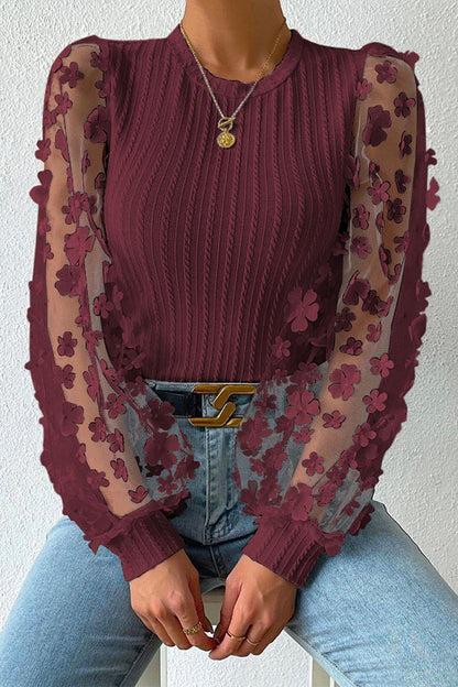 Joanna - Schicke Langarmbluse aus floraler Spitze