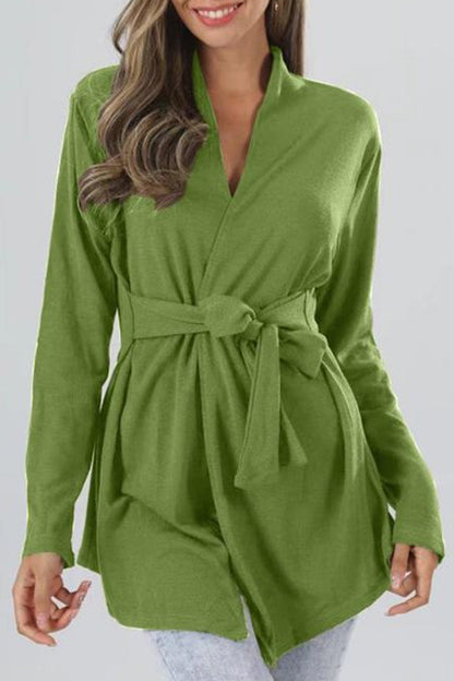 Lindzay - Lässige Strickjacke mit V-Ausschnitt, Langarm und Taillenbindung
