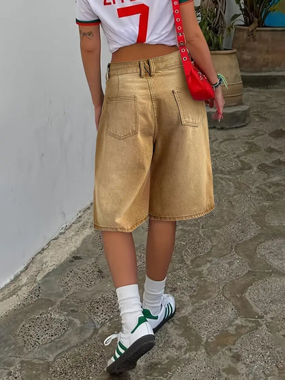 Zenaida |  Ombre Washed Bermuda Denim Shorts