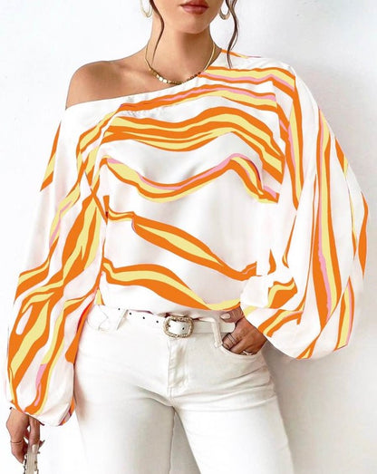 Lisette - Elegante Off-Shoulder-Bluse mit Streifenmuster und langen Ärmeln