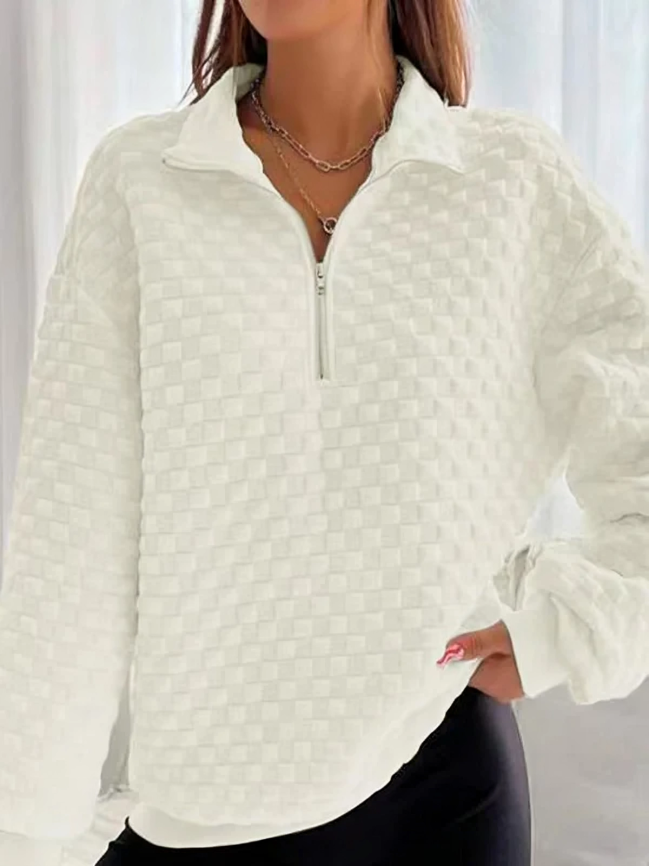 Geisha - Eleganter, moderner V-Ausschnitt-Pullover mit Reißverschluss