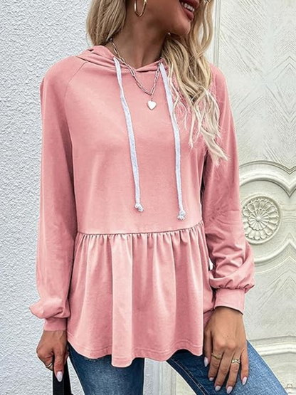 Nerida - Lässiger Kapuzenpullover mit Volants und Peplum-Saum