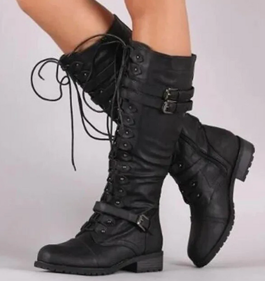 Lulu - Retro-Schnürstiefel mit Schnalle