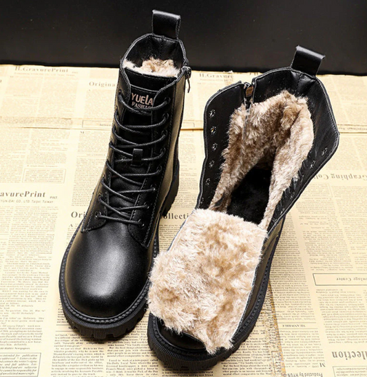 Delphine - Winterstiefel aus schwarzem Leder