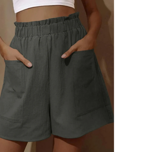 Aila - Shorts aus Baumwolle und Leinen mit hoher Taille