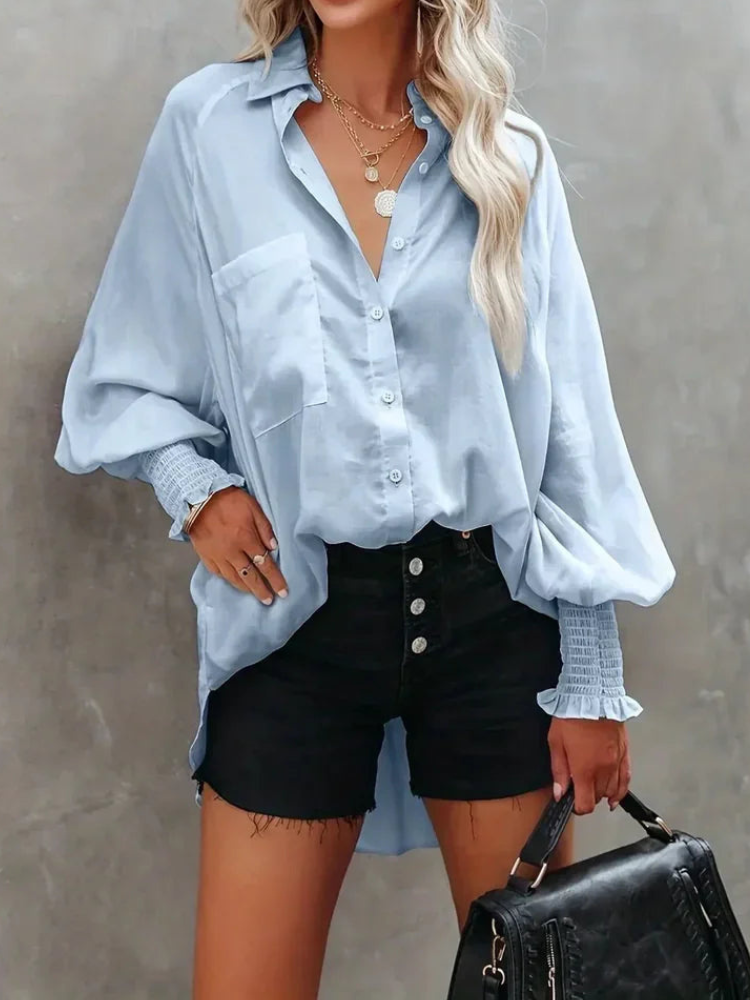 Rianna - Elegante Polo-Bluse mit Knöpfen und langen Ärmeln