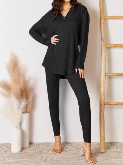 Maura - Lässiges Rippstrick-Pullover- und Hosen-Set