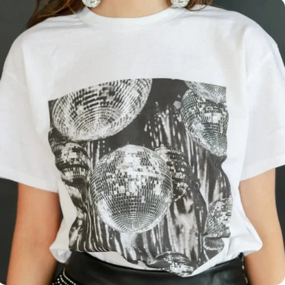Verena - Vintage Ästhetik Disco Ball T-Shirts Frauen