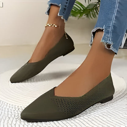 Charmaine | Damen Mode flache Schuhe, Casual Pointed Toe Knit Flats
