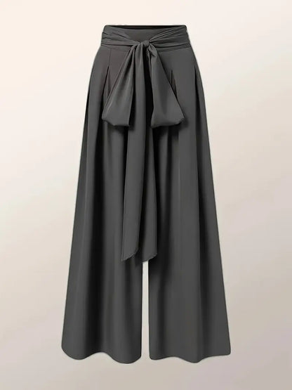 Iris - Schicke einfarbige Hose mit weitem Bein und Gürtel