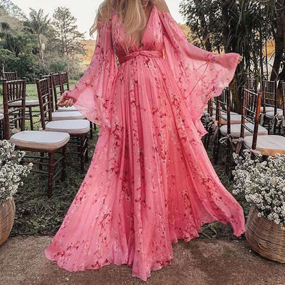 Anneliese | Chiffonkleid mit ausgestellten Ärmeln