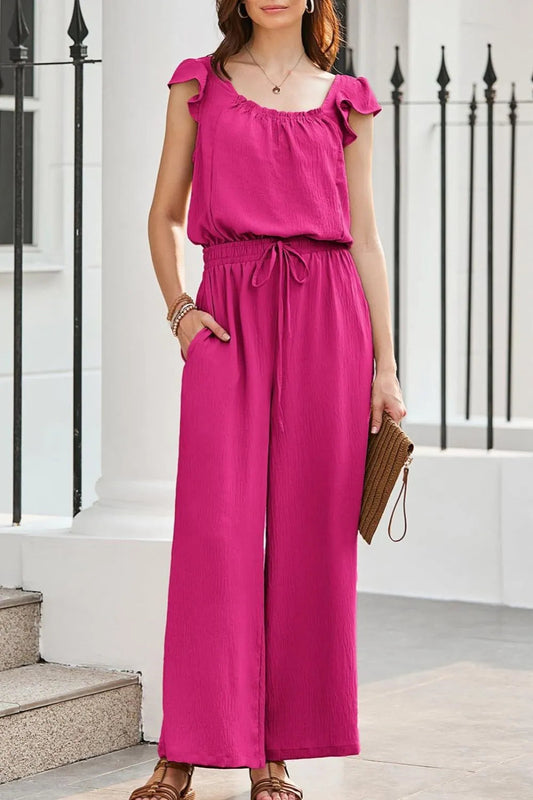 Karla - Lässiger Jumpsuit mit Volantärmeln und weitem Bein
