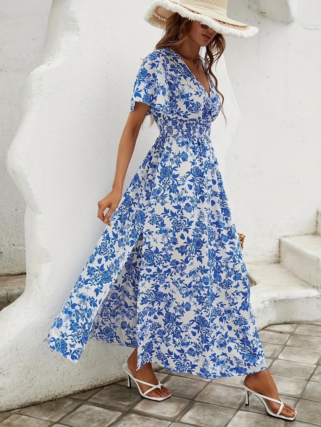 Camila | Elegantes Maxikleid mit floralem Muster