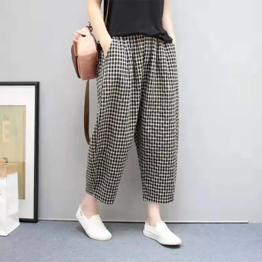 Wennyfred - Sommer Karierte Mode Hose