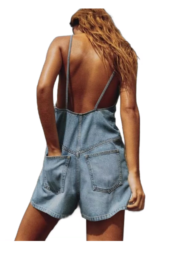 Viktoria - Jumpsuit aus Denim-Hosenträgern
