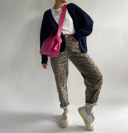 Bonnie - Vintage-Jeans mit Leopardenmuster
