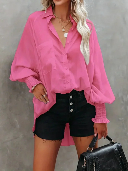 Rianna - Elegante Polo-Bluse mit Knöpfen und langen Ärmeln