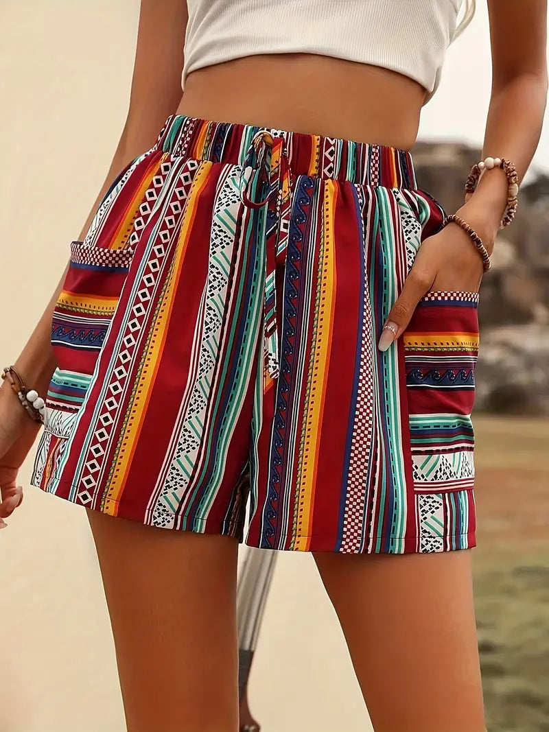 Romy - Gestreifte Shorts mit Taschendesign