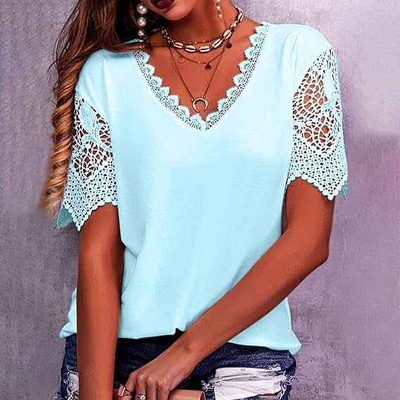 Gyn - Vintage Mode Spitze Trendy Damen T-Shirts