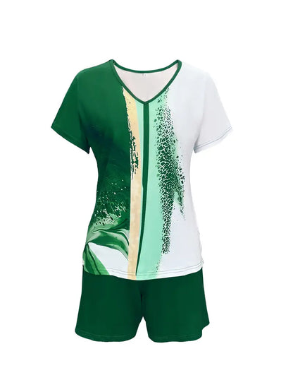 Natalia | Frühling/Sommer V-Ausschnitt Bohemian Print Kurzarm-Top