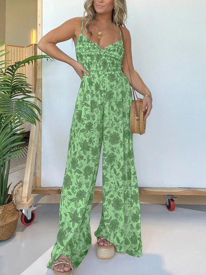 Jana – Stilvoller Blumen-Jumpsuit mit Trägern und weitem Bein