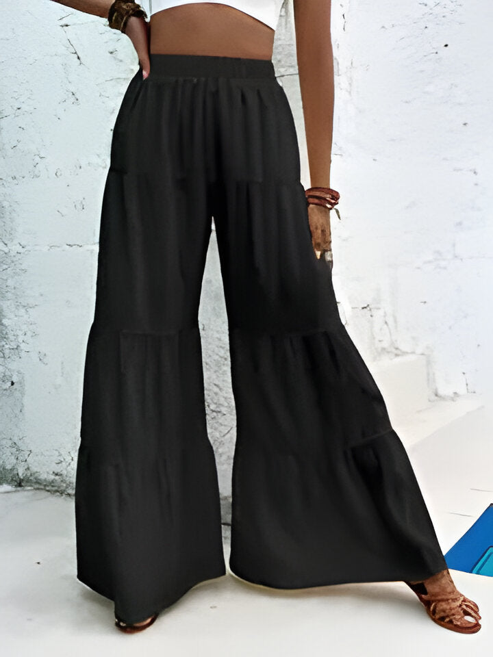 Diane | Women'S Fashion Ruffle Hem Wide Leg Pants