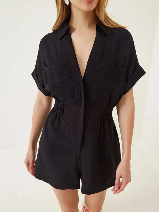 Myra - Lockerer Jumpsuit mit kurzen Ärmeln und Polokragen