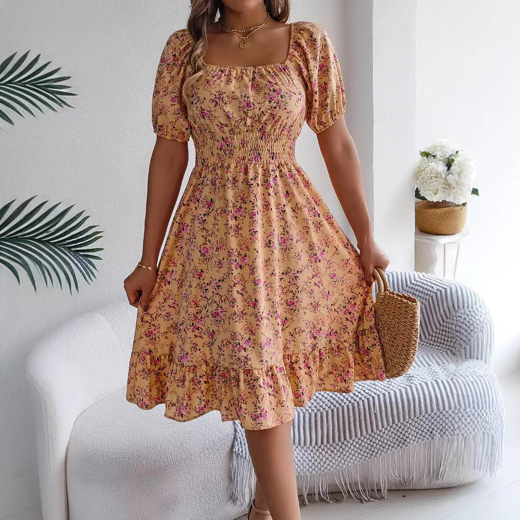 Ella | Feminines Blumenkleid mit Puffärmeln