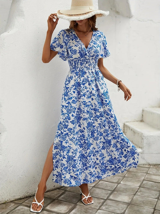 Camila | Elegantes Maxikleid mit floralem Muster