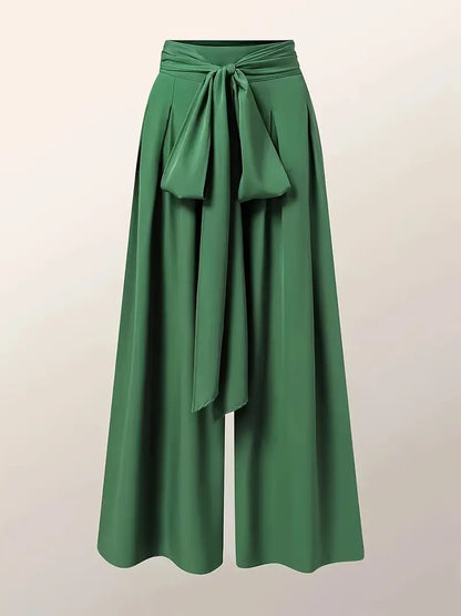 Iris - Schicke einfarbige Hose mit weitem Bein und Gürtel