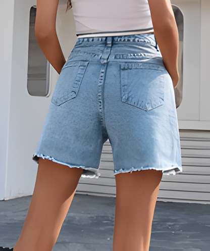 Marigold | Luxuriöse Denim-Shorts mit ausgefranstem Saum
