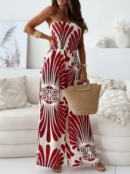 Daisy - Eleganter Jumpsuit mit weitem Bein und gerafftem Bandeau-Oberteil