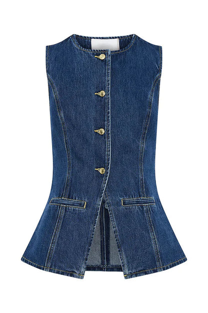 Abel - Denim Prinzessnähte Tasche Weste Top