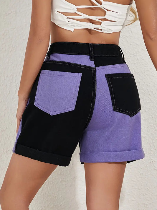 Denisse | Mühelos elegante Color-Block Denim-Shorts