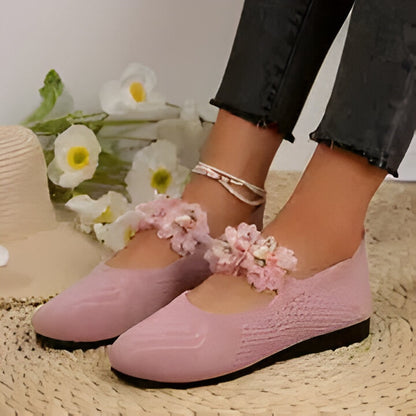 Maxinne | Floral Ankle Strap Flats für Frauen