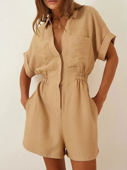 Myra - Lockerer Jumpsuit mit kurzen Ärmeln und Polokragen