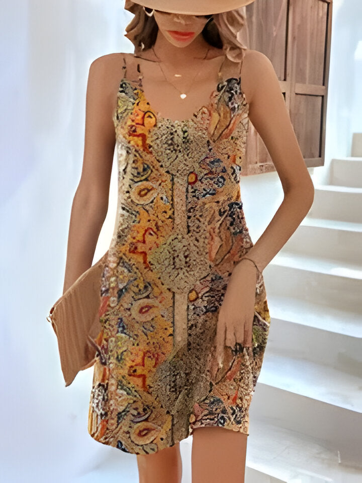 Lila | Sommerliches böhmisches V-Ausschnitt-Cami-Kleid