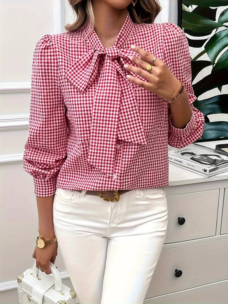 Mariel | Elegante Karobluse mit Schleifendetail