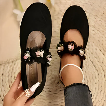 Maxinne | Floral Ankle Strap Flats für Frauen