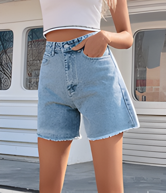 Marigold | Luxuriöse Denim-Shorts mit ausgefranstem Saum
