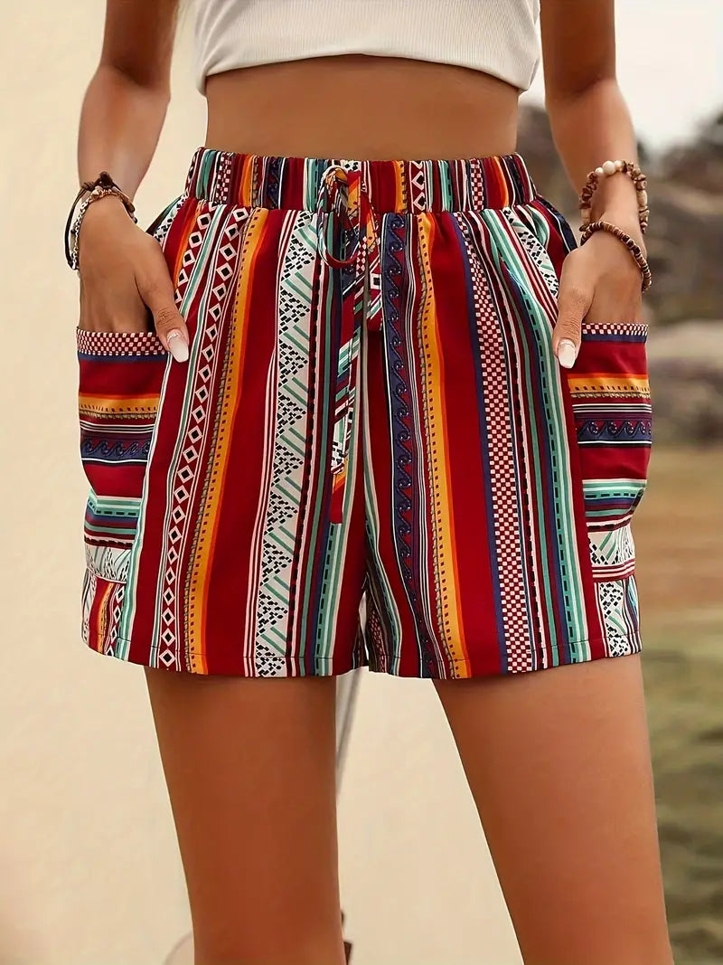 Romy - Gestreifte Shorts mit Taschendesign