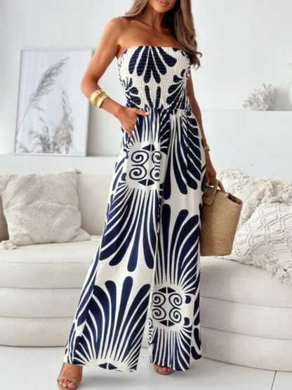 Daisy - Eleganter Jumpsuit mit weitem Bein und gerafftem Bandeau-Oberteil