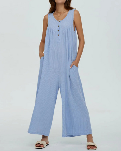 Laura - Lässiger ärmelloser Jumpsuit mit weitem Bein
