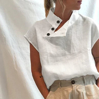 Elea - Elegante Kurzarmbluse aus Baumwolle und Leinen