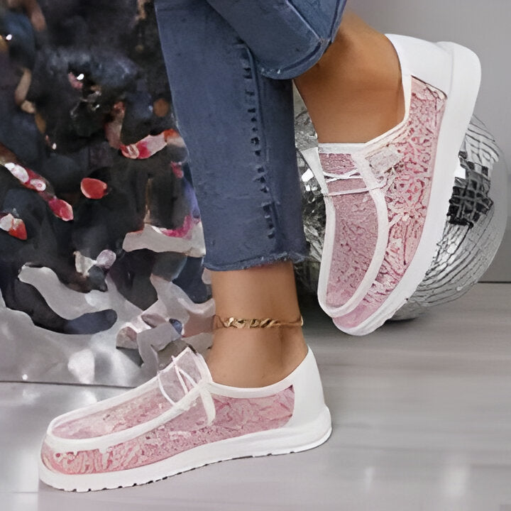 Mia | Damen Mode Spitze Turnschuhe