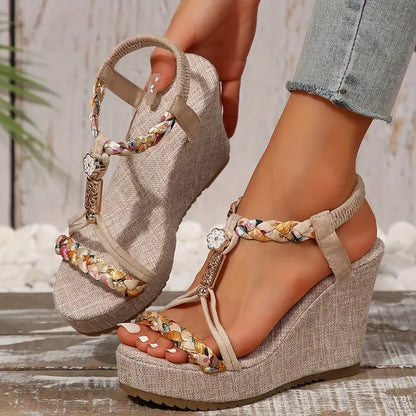 Esme | Vintage Style Frauen Sommer Wedges Sandalen