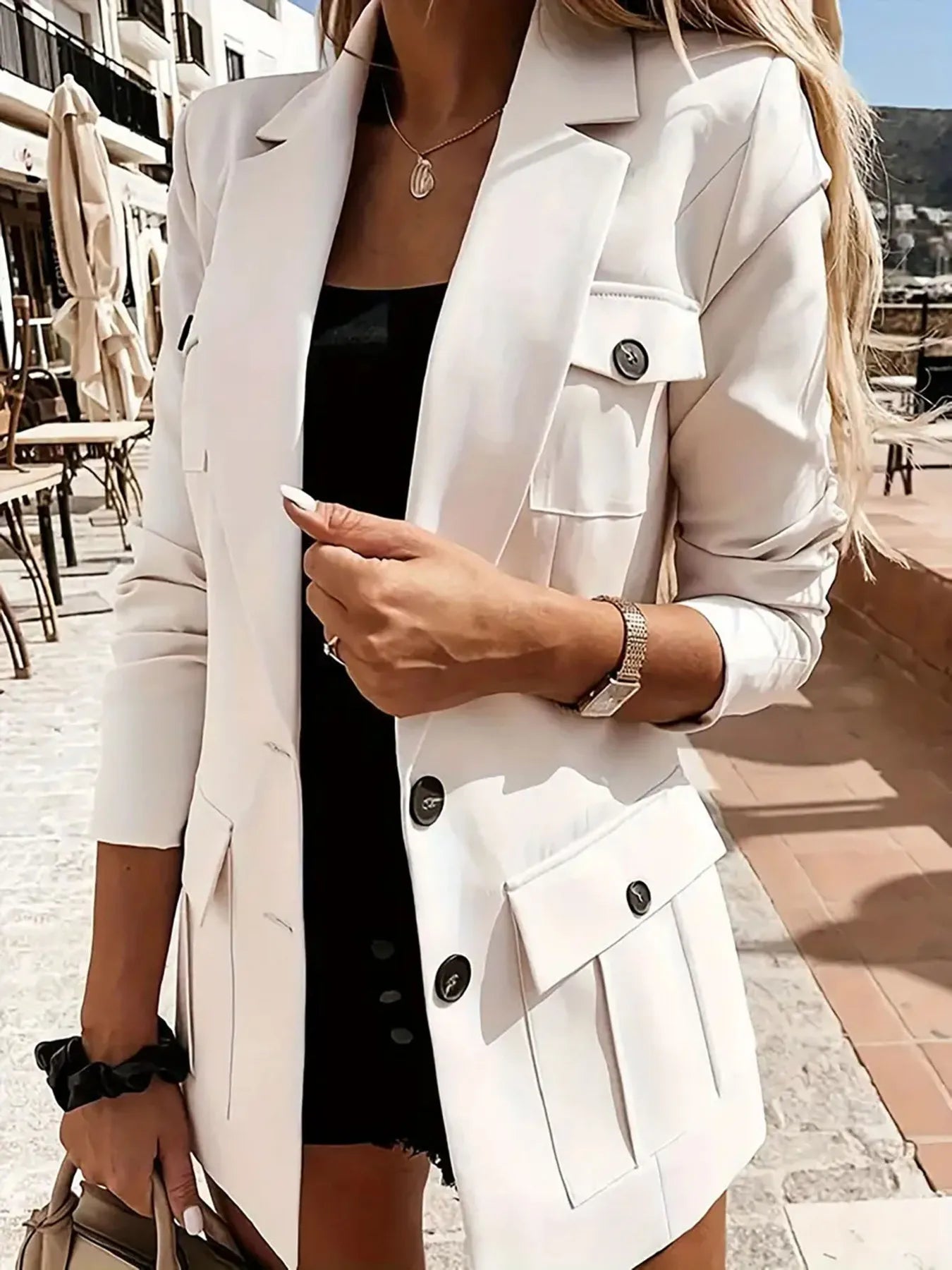 Evarine - Eleganter Blazer mit Reverskragen und langen Ärmeln