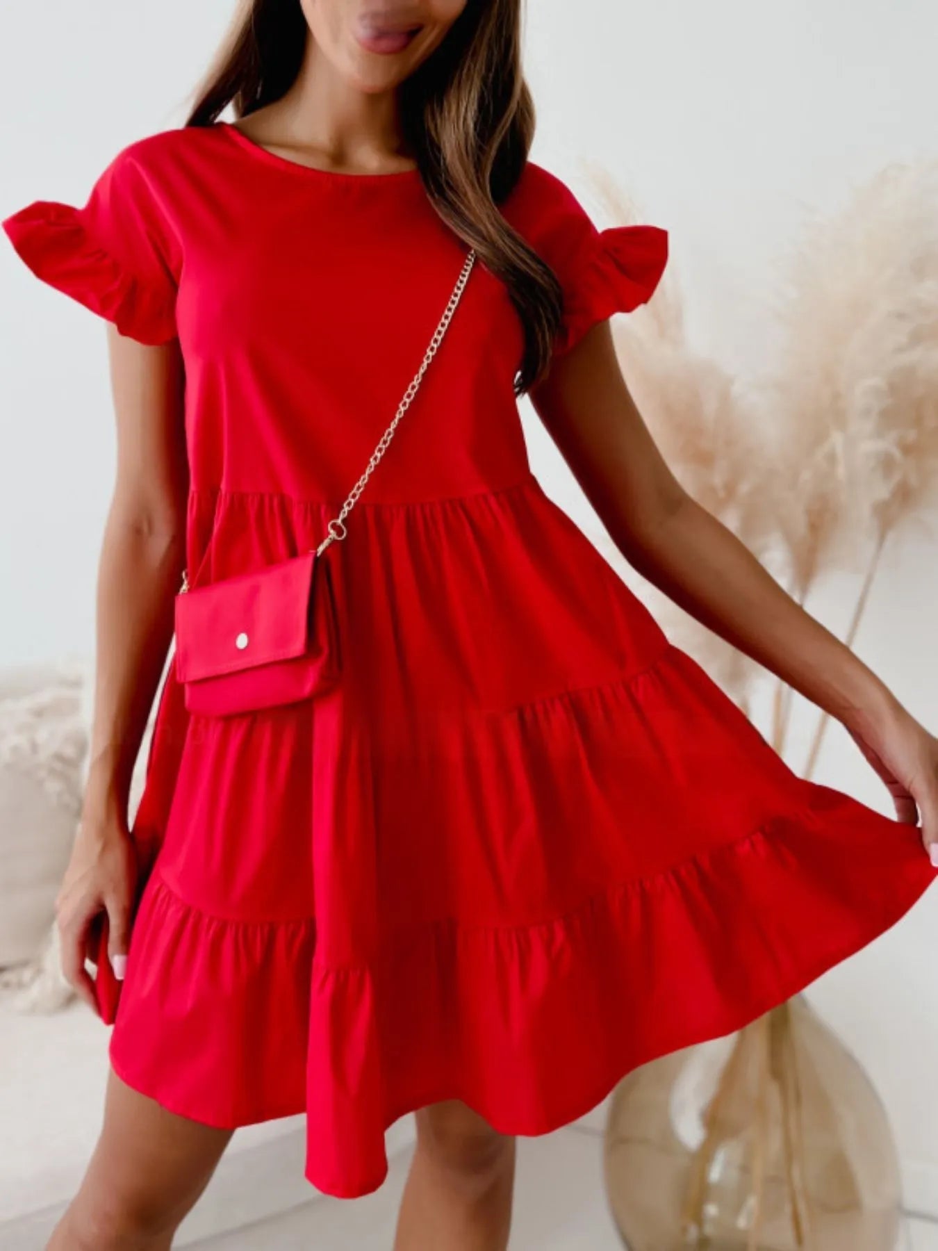 Lizzie - Mini-Volantkleid mit Stufenärmeln